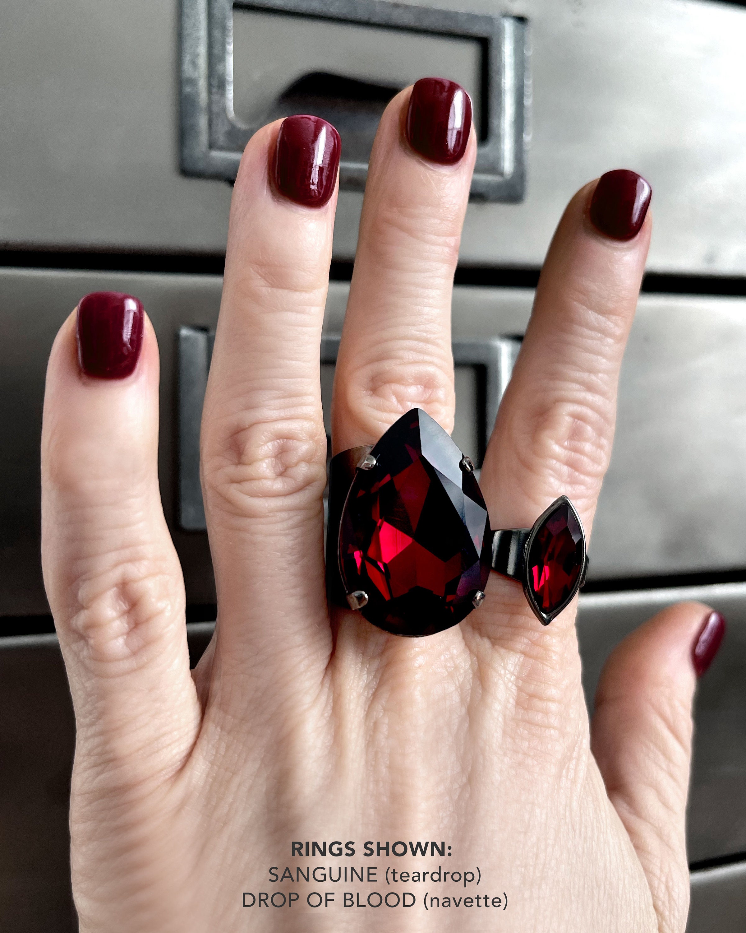 SANGUINE - Gothic Blood Red Crystal Ring - Goth Halloween Jewelry - Etsy