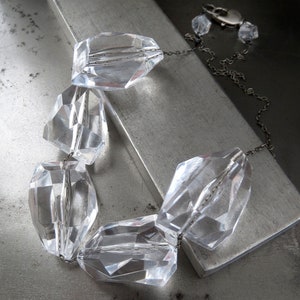 Chunky Clear Acrylic Cube Necklace: Modernist Geometric Jewelry