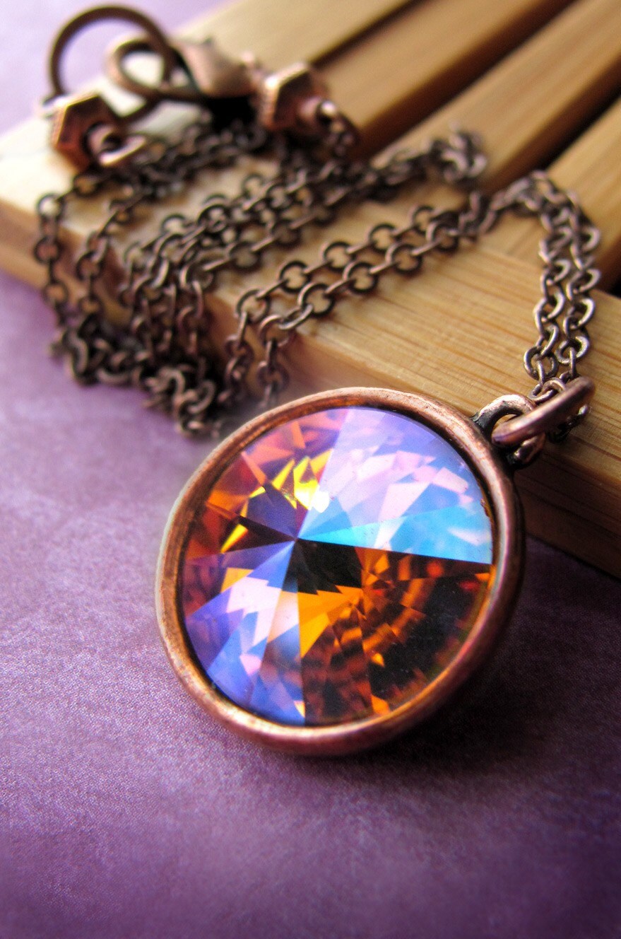 Fire and Ice Crystal Necklace Swarovski Rivoli Crystal Etsy