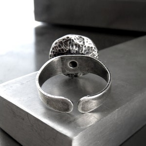 Black Night Crystal Ring with Rivoli Crystal, Antiqued Silver Adjustable Ring Band, Black Diamond Crystal Ring, Modern Minimalist Jewelry image 5