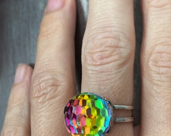 RAINBOW DISCO V2 Rainbow Vintage Crystal Ball Ring Vintage