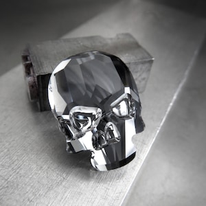 Small Black Crystal Skull Pin Black Skull Tie Tack, Crystal Skull Pin, Black Skull Magnet, Unisex Skull Jewelry, Secure Locking Back image 1