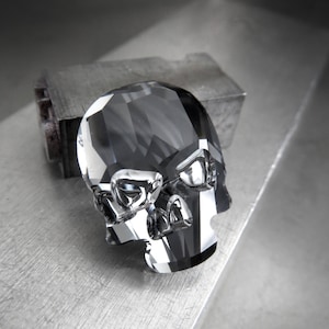 Small Black Crystal Skull Pin - Black Skull Tie Tack, Crystal Skull Pin, Black Skull Magnet, Unisex Skull Jewelry, Secure Locking Back