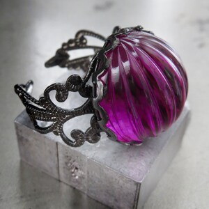 FORTUNE - Witchy Halloween Purple Ring - Gothic Halloween Jewelry - Vintage Cabochon Ring, Two Styles, Adjustable Ring Band