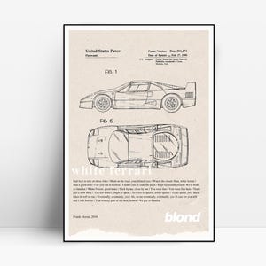 Póster de Frank Ocean, Ferrari blanco, arte de pared retro vintage