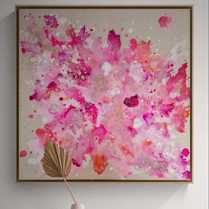 Großes abstraktes Acryl Gemälde in Pink & Gold (100x100) – modernes Original auf Leinwand | handgemaltes Statement Artwork, moderne Kunst