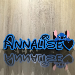 Stitch Angel Name Plate Sign Personalized Stitch Desk Game Room Nursery Kids Room Name Disney Style