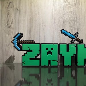 Mine Game Craft Name Sign Personalized Custom Gift Game Room Mine Sign ...