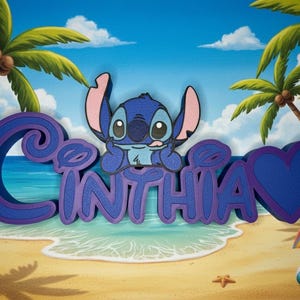 Tabliczka z imieniem Stitch Angel, spersonalizowana, biurko Stitch, pokój gier, pokój dziecięcy, nazwa w stylu Disneya zdjęcie 15