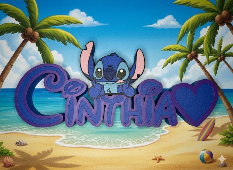Tabliczka z imieniem Stitch Angel, spersonalizowana, biurko Stitch, pokój gier, pokój dziecięcy, nazwa w stylu Disneya zdjęcie 15