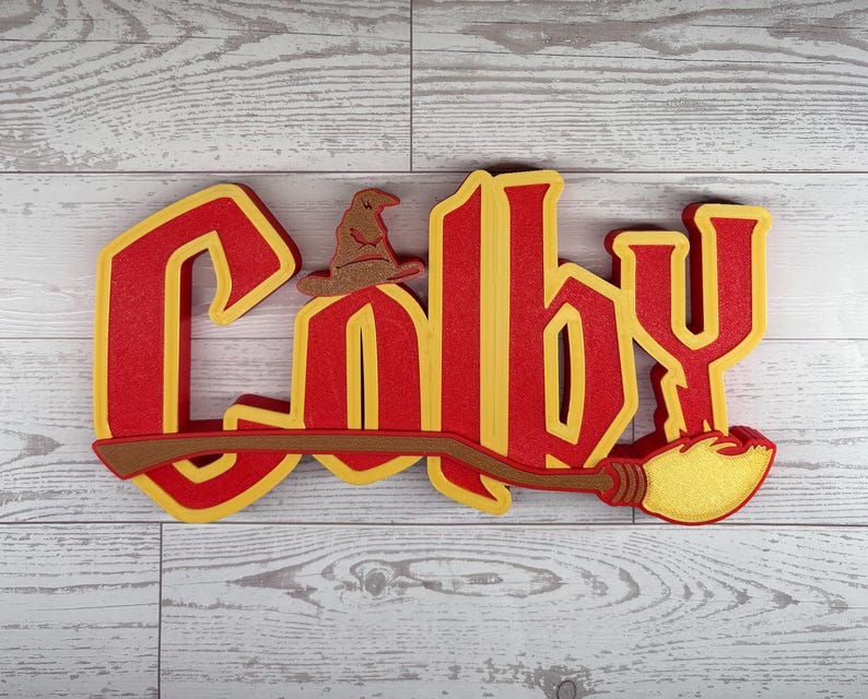 Wizard Harry Name Plate Personalized Potter Sign Game Room Kids Room Gift Idea Birthday Name Cake Topper Hog Name Warts Sign Broom Potter Na image 16