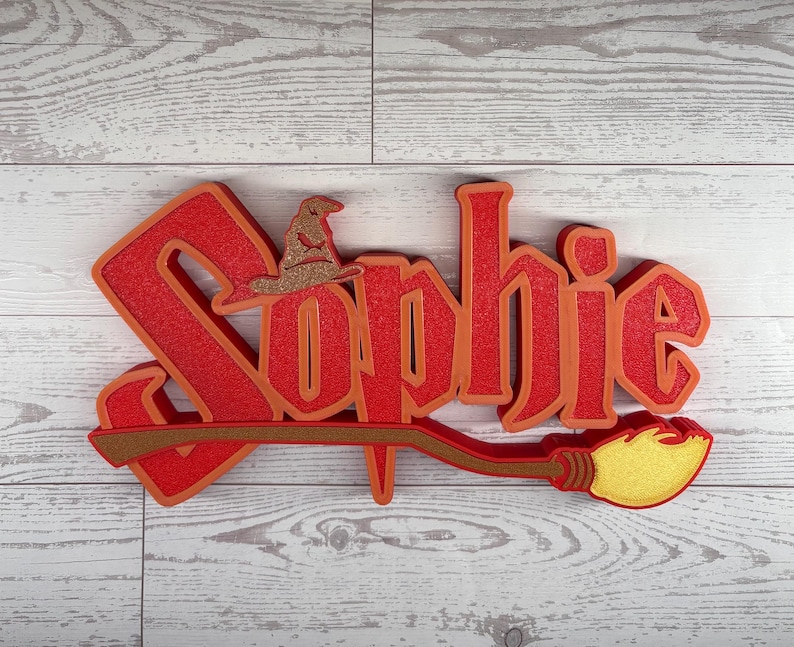 Wizard Harry Name Plate Personalized Potter Sign Game Room Kids Room Gift Idea Birthday Name Cake Topper Hog Name Warts Sign Broom Potter Na image 14