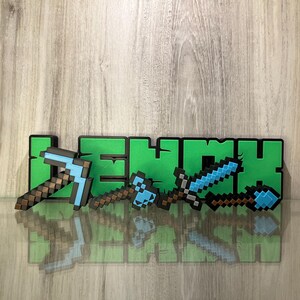 Mine Game Craft Name Sign Personalized Custom Gift Game Room Mine Sign ...
