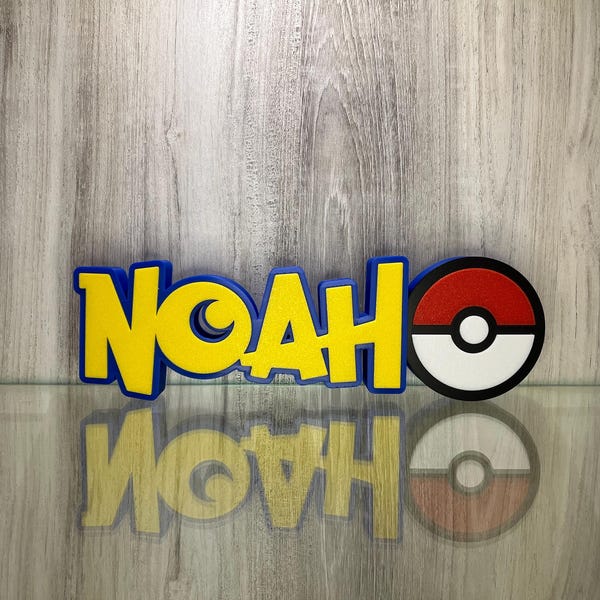 Placa con nombre estilo Pokémon Para él Para ella Placa con nombre de juego Gamer Pokémon Cumpleaños Guardería Letrero para sala de juegos Idea de regalo para sala de juegos Nombre de Pokémon PASTEL