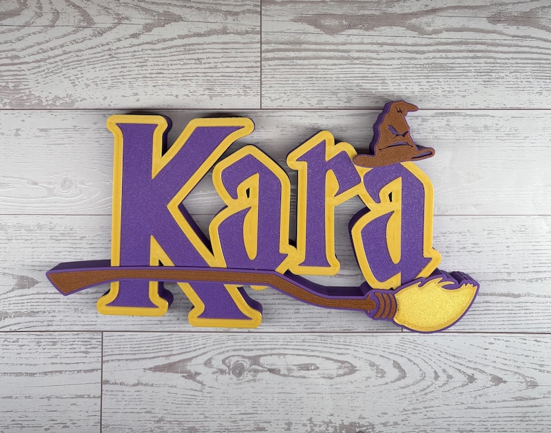Wizard Harry Name Plate Personalized Potter Sign Game Room Kids Room Gift Idea Birthday Name Cake Topper Hog Name Warts Sign Broom Potter Na image 4