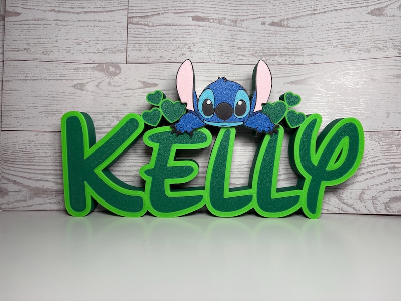 Tabliczka z imieniem Stitch Angel, spersonalizowana, biurko Stitch, pokój gier, pokój dziecięcy, nazwa w stylu Disneya zdjęcie 6