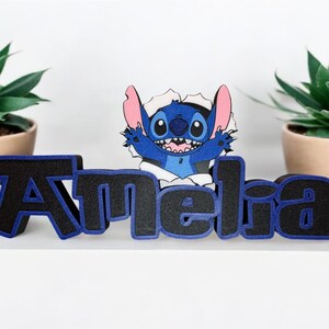 Tabliczka z imieniem Stitch Angel, spersonalizowana, biurko Stitch, pokój gier, pokój dziecięcy, nazwa w stylu Disneya zdjęcie 10