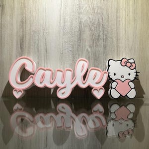 Cute Kitty Name Plate Kitty Decor Sign Custom Personalized Kitty Name Room Game Room Nursery Girls Room Kitty Decor Cake Topper