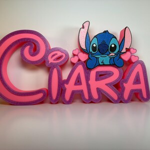 Tabliczka z imieniem Stitch Angel, spersonalizowana, biurko Stitch, pokój gier, pokój dziecięcy, nazwa w stylu Disneya zdjęcie 4