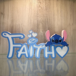 Stitch Angel Name Plate Sign Personalized Stitch Desk Game Room Nursery Kids Room Name Disney Style