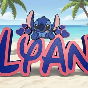 Tabliczka z imieniem Stitch Angel, spersonalizowana, biurko Stitch, pokój gier, pokój dziecięcy, nazwa w stylu Disneya zdjęcie 9