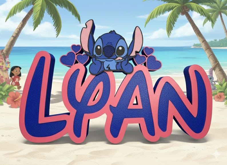 Tabliczka z imieniem Stitch Angel, spersonalizowana, biurko Stitch, pokój gier, pokój dziecięcy, nazwa w stylu Disneya zdjęcie 9