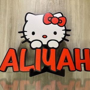 Cute Kitty Name Plate Sign Personalized Stitch Desk Game Room Nursery Kids Room Name Disney Style Cake Topper Gift idea Birthday Gift