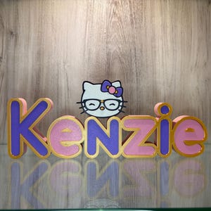 Kitty Name Plate Sign Personalized Custom Kids room Decor Christmas Birthday Gift Game Room Nursery Office Boss Name Plate Hello name