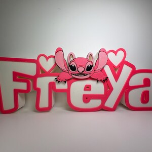 Tabliczka z imieniem Stitch Angel, spersonalizowana, biurko Stitch, pokój gier, pokój dziecięcy, nazwa w stylu Disneya zdjęcie 11