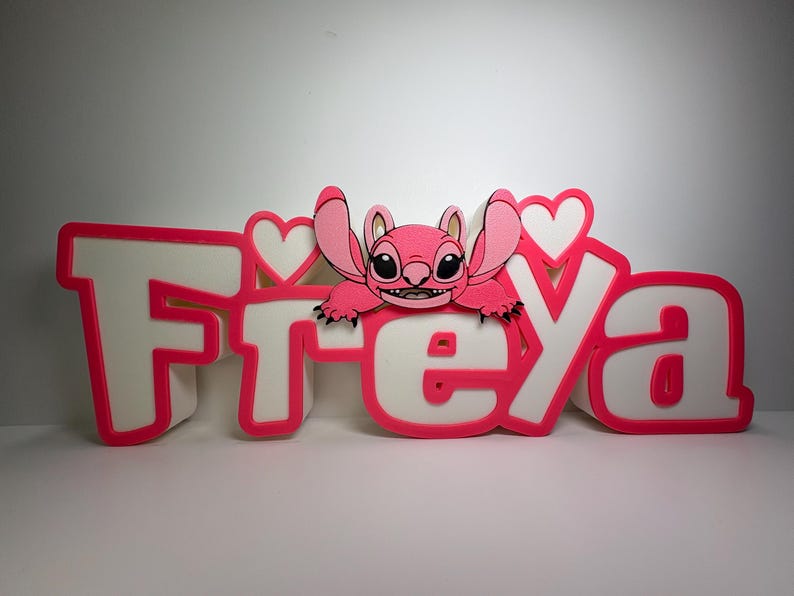 Tabliczka z imieniem Stitch Angel, spersonalizowana, biurko Stitch, pokój gier, pokój dziecięcy, nazwa w stylu Disneya zdjęcie 11