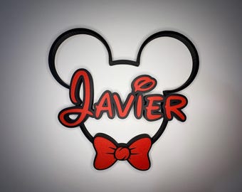 Aangepaste stijlborden Mickey Minnie-oren, aangepaste Disney-stijlnaam, Mickey Door, Minnie Wall, aangepaste Mickey Minnie gepersonaliseerd