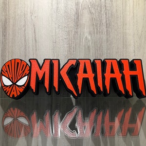Spider Name Plate Super Hero Comic Name Sign Gift Idea Game Room Streamer