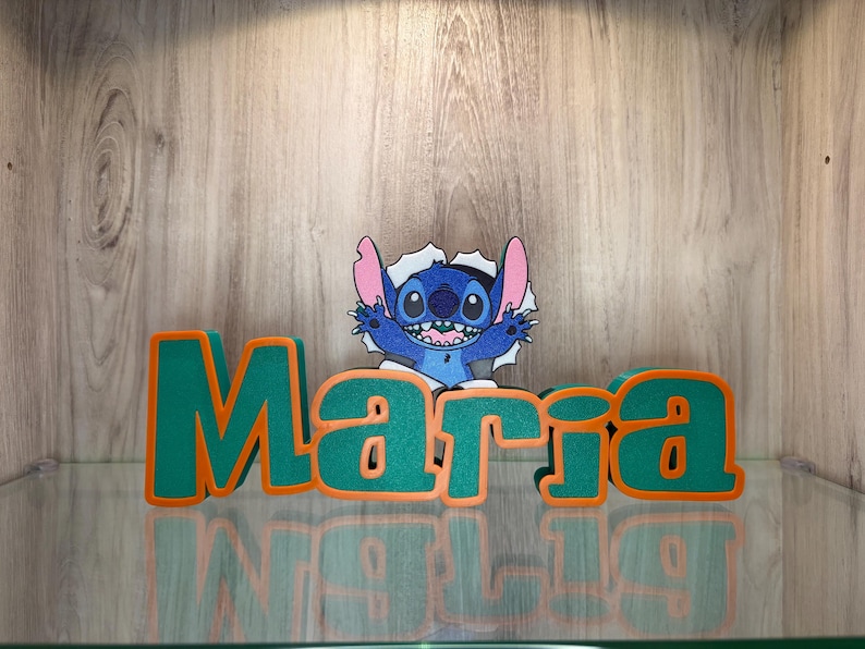 Tabliczka z imieniem Stitch Angel, spersonalizowana, biurko Stitch, pokój gier, pokój dziecięcy, nazwa w stylu Disneya zdjęcie 12