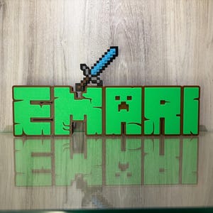 Mine Game Craft Name Sign Personalized Custom Gift Game Room Mine Sign ...