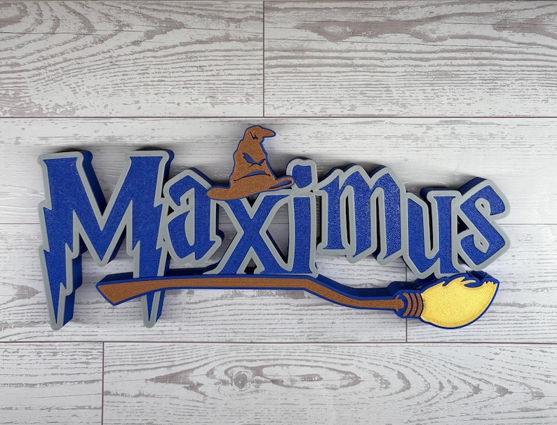 Wizard Harry Name Plate Personalized Potter Sign Game Room Kids Room Gift Idea Birthday Name Cake Topper Hog Name Warts Sign Broom Potter Na image 8