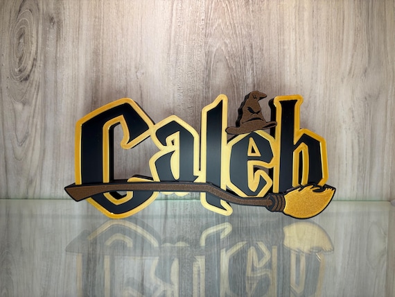 Wizard Harry Name Plate Personalized Potter Sign Game Room Kids Room Gift Idea Birthday Name Cake Topper Hog Name Warts Sign Broom Potter Na