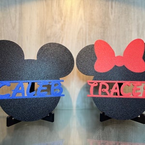 Mickey Name Sign Minne Name Plate Kids Room Mickey Minnie Nursery Kids room Game Room Disney Inspired decor Cake Topper Disn Name Gift