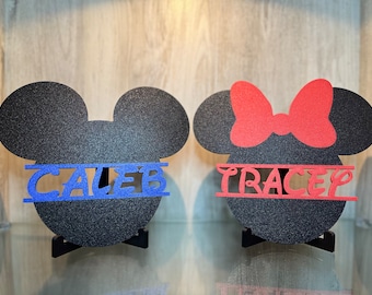 Mickey Name Sign Minne Name Plate Kids Room Mickey Minnie Nursery Kids room Game Room Disney Inspired decor Cake Topper Disn Name Gift