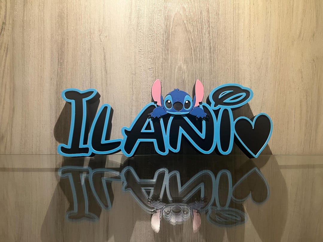 Stitch Sign In Stitch Angel Name Plate Sign Personalized Stitch Desk Game Room Nursery ...
