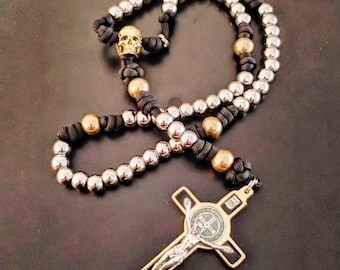 Memento Mori Skull Rosary Black
