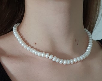 Perlenkette echte Süßwasserperlen 40cm Geschenk Choker