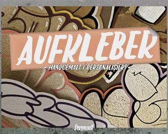 2 Handgemalte Aufkleber, personalisiert und mit deinem Namen | Unikat | Sticker  | Graffiti | Streetart | Geschenk | Handcrafted | Premium |