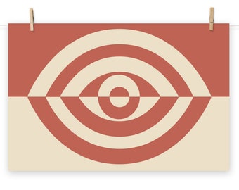 Graphic Eye Poster in Terracotta / Various Sizes: 8x10, 11x14, 12x16, 12x18, 16x20, 18x24, 20x30, 24x36