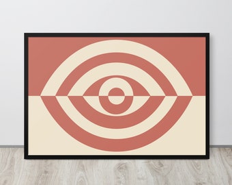 Framed Graphic Eye Poster in Terracotta / Various Sizes: 8x10, 11x14, 12x16, 12x18, 16x20, 18x24, 20x30, 24x36