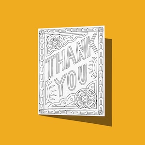 Tarjeta de agradecimiento imprimible / Tarjeta de felicitación / Página para colorear / Media carta / A7 / 5x7 / Gracias / Bebé / Despedida de soltera / Descarga digital