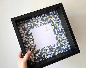 Cornice portafoto in tessuto Liberty / Regalo personalizzato fatto a mano / Cornice ricordo / Regalo unico per lei, mamma, neonato o insegnante