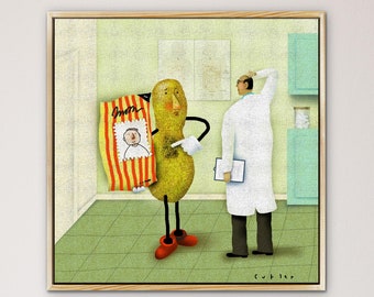 ALLERGIC TO PEOPLE peanut  man visiting doctor with allergy framed art print on canvas