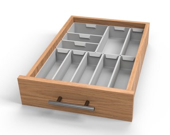 Maßgeschneiderte Küchenschubladen-Organizer, 3D-gedruckt, beschriftbar