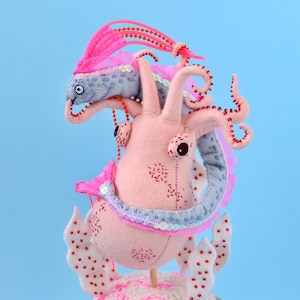 Print: Pink Octopus and Oarfish photograph poster wall-decor HineMizushima wall-art sea-creature marine biology ocean 水島ひね リュウグウノツカイ image 1