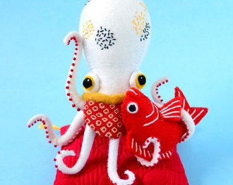 Print: Lucky Octopus Maneki-Tako - photograph poster wall-decor maneki-neko HineMizushima sea-creature wall-art Japanese ocean fish 招き猫 水島ひね